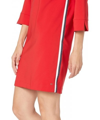 Women's Adaptive Logo Stripe Shift Dress with Magnetic Closure Primary Red $16.49 Dresses