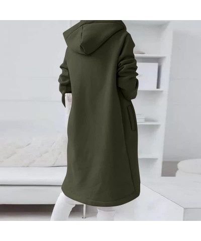 Women's Long Hoodies Tunic Winter Fleece Jackets Plain Curved Hem Casual Sweatshirt Zip Up Hoodies Coat with Pockets Army Gre...