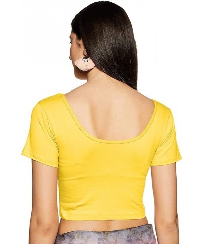 Women's Cotton Lycra Short Sleeve Readymade Saree Blouse Yellow $12.74 Blouses