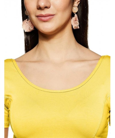 Women's Cotton Lycra Short Sleeve Readymade Saree Blouse Yellow $12.74 Blouses