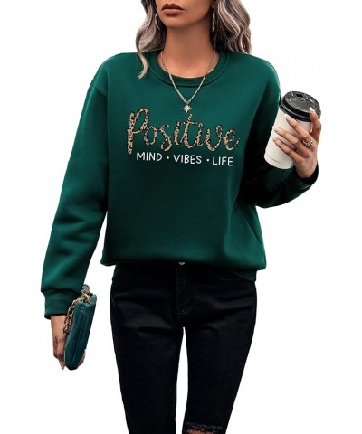 Women's Letter Print Graphic Sweatshirt Long Sleeve Crewneck Casual Pullover Tops Dark Green Leopard $13.50 Hoodies & Sweatsh...