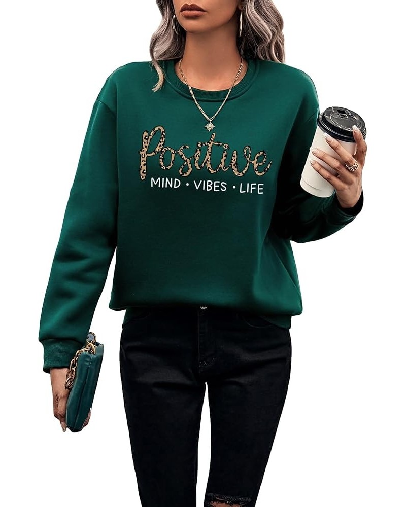 Women's Letter Print Graphic Sweatshirt Long Sleeve Crewneck Casual Pullover Tops Dark Green Leopard $13.50 Hoodies & Sweatsh...