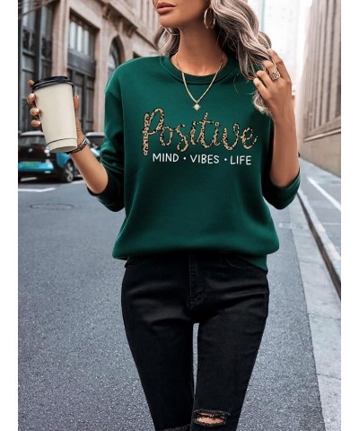 Women's Letter Print Graphic Sweatshirt Long Sleeve Crewneck Casual Pullover Tops Dark Green Leopard $13.50 Hoodies & Sweatsh...