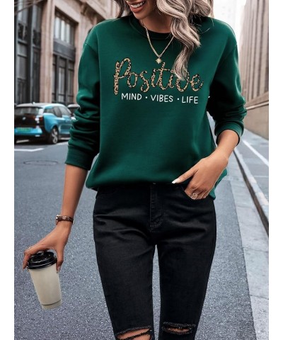 Women's Letter Print Graphic Sweatshirt Long Sleeve Crewneck Casual Pullover Tops Dark Green Leopard $13.50 Hoodies & Sweatsh...