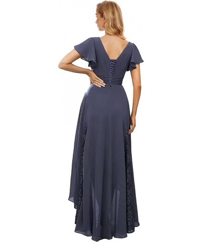 High Low Mother of The Bride Dresses for Wedding Short Sleeve Bridesmaid Dress Long Lace Formal Gown Lavender $31.20 Dresses