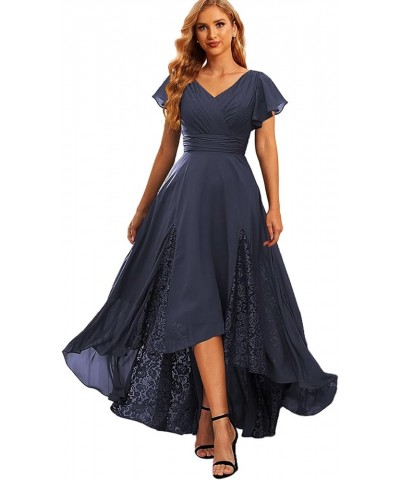 High Low Mother of The Bride Dresses for Wedding Short Sleeve Bridesmaid Dress Long Lace Formal Gown Lavender $31.20 Dresses