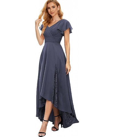 High Low Mother of The Bride Dresses for Wedding Short Sleeve Bridesmaid Dress Long Lace Formal Gown Lavender $31.20 Dresses