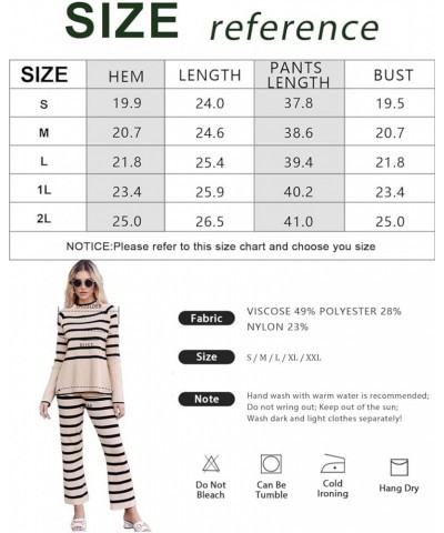 Women's 2 piece outfits Oversized Striped Knit Lounge Sets Cozy Pullover Tops Wide Leg Pants Sweatsuit Brown $11.04 Activewear