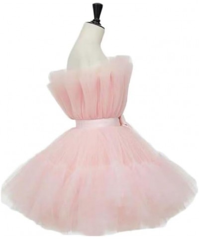 Women's Strapless Mini Tulle Prom Dress Tutu Short Homecoming Cocktail Party Dresses Champagne $33.75 Dresses