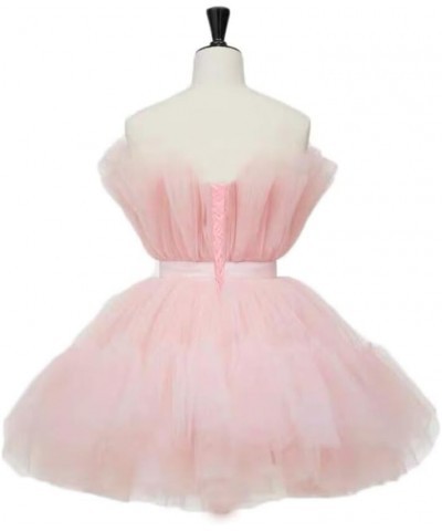 Women's Strapless Mini Tulle Prom Dress Tutu Short Homecoming Cocktail Party Dresses Champagne $33.75 Dresses