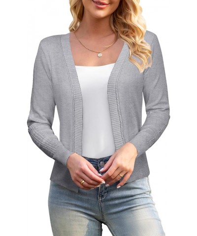 Women's 3/4 Sleeve Cropped Cardigan Sweaters Open Front Bolero Short Shrugs S-XL Light Gray-long $12.71 Sweaters