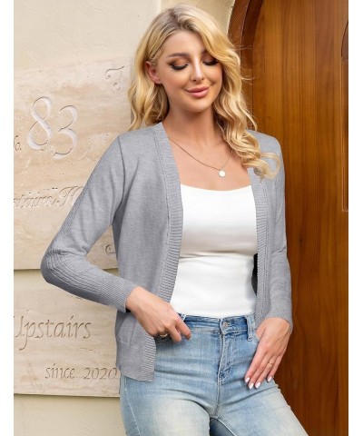 Women's 3/4 Sleeve Cropped Cardigan Sweaters Open Front Bolero Short Shrugs S-XL Light Gray-long $12.71 Sweaters