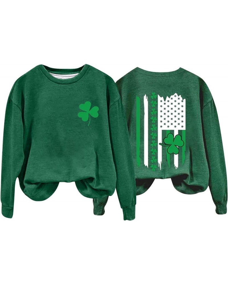 2024 St Patricks Day Shirt Women Graphic Cute Tops Long Sleeve Crewneck Shamrock Clover Heart Sweatshirt Pluse Size Casual Z2...