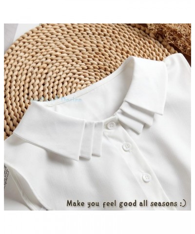 Fake Collar Detachable Half Shirt Blouse False Collar Multi Layer Pleated Collar Top Elegant for Women Girls White&black $9.0...