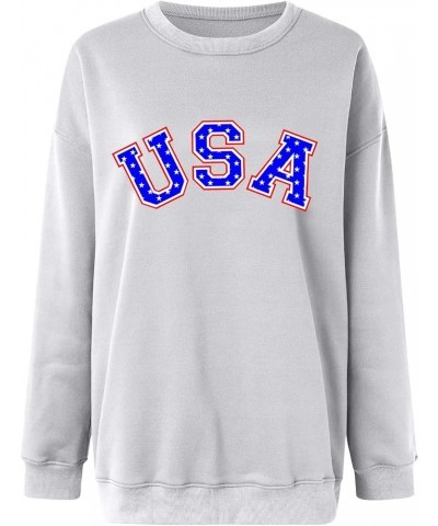 USA Sweatshirt Women Oversized American Flag Shirt Patriotic Stars Stripes Pullover 4th of July Crew Neck Tops D-gray $10.59 ...