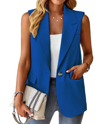 Sleeveless Blazer Jackets for Women 2024 Spring Summer Lightweight Casual Solid Open Front Work Office Vest 1-navy Blue $24.0...