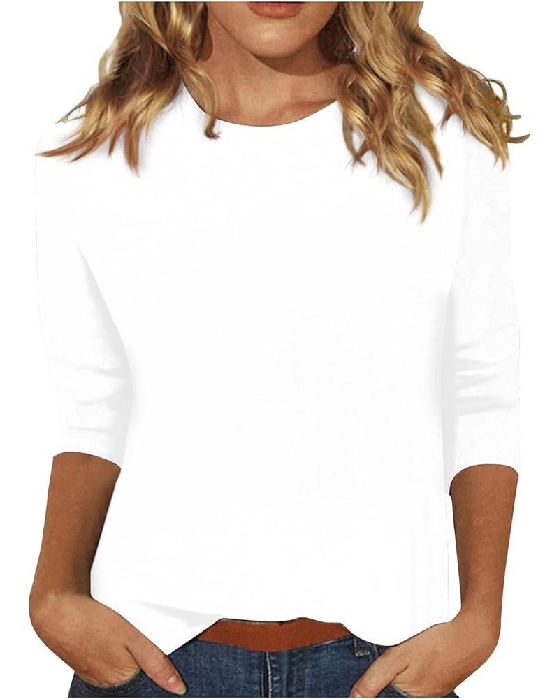 Womens Tops 3/4 Sleeve Summer Tops for Women 2023 Crewneck Slim Fit Half Sleeve Tshirts Spring Blouse Ad-white $8.99 T-Shirts