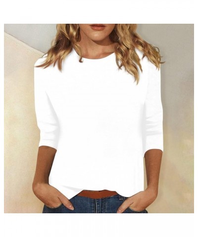 Womens Tops 3/4 Sleeve Summer Tops for Women 2023 Crewneck Slim Fit Half Sleeve Tshirts Spring Blouse Ad-white $8.99 T-Shirts