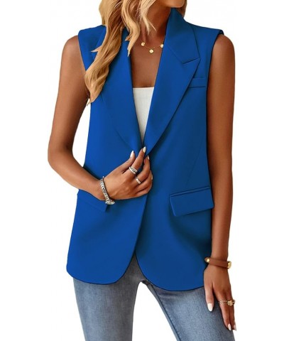 Sleeveless Blazer Jackets for Women 2024 Spring Summer Lightweight Casual Solid Open Front Work Office Vest 1-navy Blue $24.0...