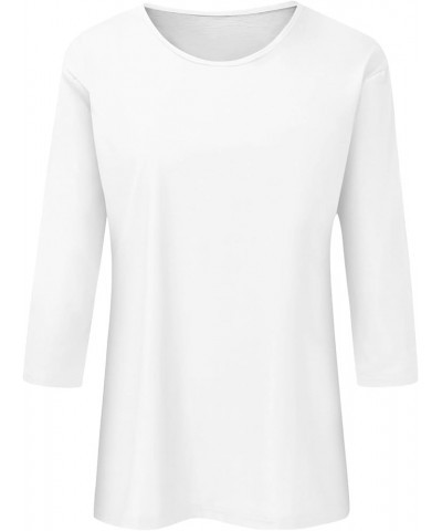 Womens Tops 3/4 Sleeve Summer Tops for Women 2023 Crewneck Slim Fit Half Sleeve Tshirts Spring Blouse Ad-white $8.99 T-Shirts