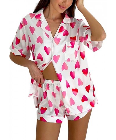 Cute Women's Pajama Sets, Floral Heart Rabbit Pajamas Short Pj Set Loose Loungewear Sleepwear Two Piece Outfit Pink Heart B $...