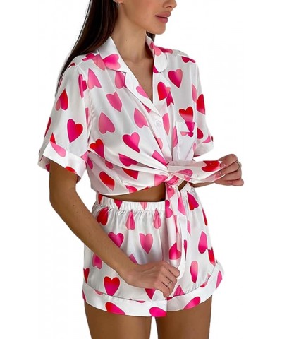 Cute Women's Pajama Sets, Floral Heart Rabbit Pajamas Short Pj Set Loose Loungewear Sleepwear Two Piece Outfit Pink Heart B $...