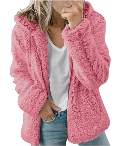 Women Winter Sherpa Jacket Coat Long Sleeve Lapel Fuzzy Warm Fleece Open Front Hooded Cardigan Outerwear with Pockets A06 Pin...