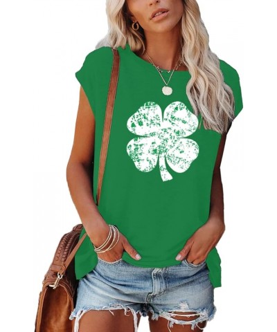 Women St. Patrick's Day Shirt Short Sleeve Tie-Dye Lucky Clover Tops Clover Green $8.82 T-Shirts