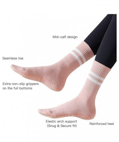 Pilates Socks with Grips for Women, Grippy Yoga Socks Cotton Mid-tube Non Slip Sticky Socks for Dance, Ballet White Black Gra...