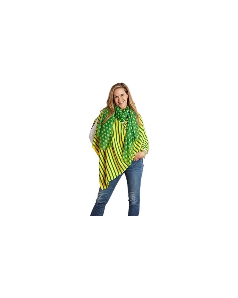 Women's Classic Everyday Cotton Poncho Green/Gold Narrow Stripe $8.16 Jackets