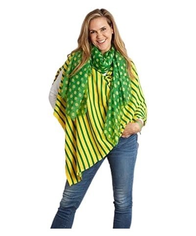 Women's Classic Everyday Cotton Poncho Green/Gold Narrow Stripe $8.16 Jackets