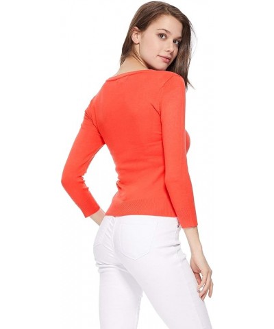 Women's Knit Pullover Sweater – 3/4 Sleeve Crewneck Soft Casual Lightweight Basic Solid Knitted Top A.mk3636 - Fiesta $8.82 S...