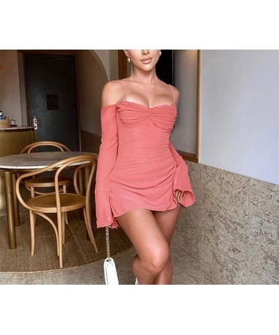 Women Cami Top Dress Sleeveless Spaghetti Straps Backless Square Neck Skinny Satin Mini Dress Basic Slip Short Dress M-pink $...