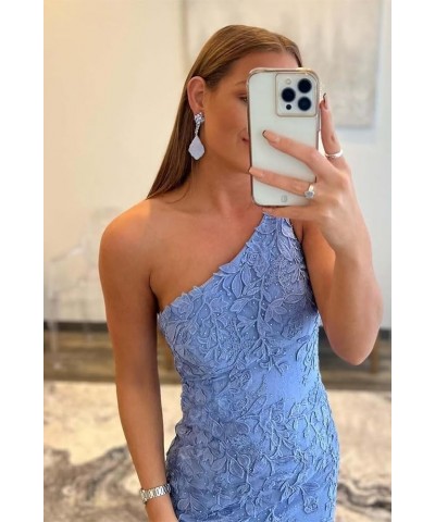 One Shoulder Mermaid Lace Prom Dresses for Women 2024 Formal Evening Party Dress with Slit Royal Blue $46.56 Dresses