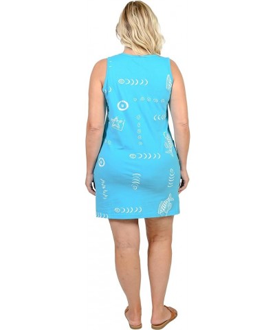 Beach Summer Shift Dress Short Cotton Tee Dress Cover up Turquoise Vneck Sleeveless $11.50 Dresses