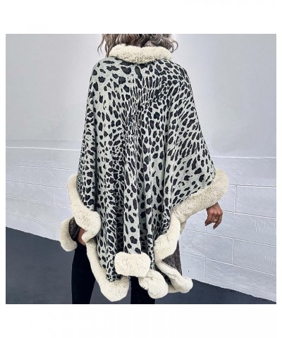 Faux Fur Shawl Wraps For Women Leopard Print Open Front Cardigan Sweaters Fall Winter Dressy Warm Cape Poncho Shawl Beige $25...