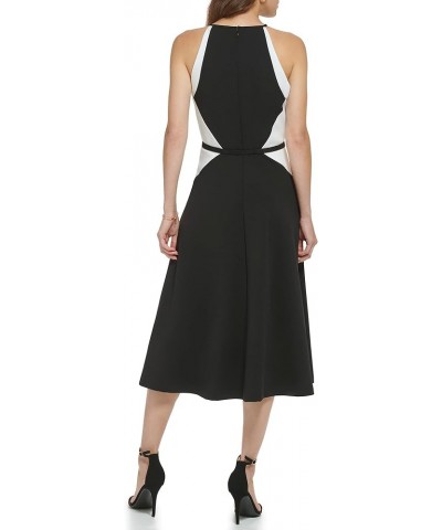 Women's Belted Midi Dress Blk/Ivory $32.99 Dresses