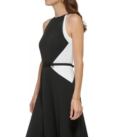 Women's Belted Midi Dress Blk/Ivory $32.99 Dresses