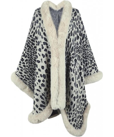 Faux Fur Shawl Wraps For Women Leopard Print Open Front Cardigan Sweaters Fall Winter Dressy Warm Cape Poncho Shawl Beige $25...