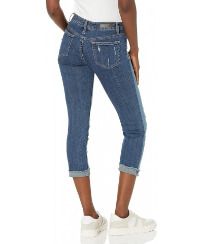 Women's Size Plus Denim Cuffed Jeans with Heavy Destruction Blue $14.22 Jeans