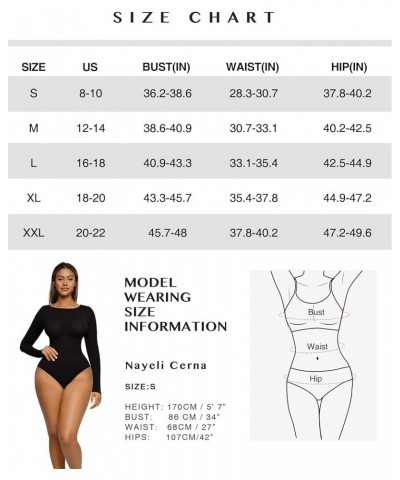 Women's Scoop Neck Bodysuit Long Sleeve Thong Body Suit Soft Body-Hugging Going Out T-shirt Tops Black-crewneck $10.99 Bodysuits