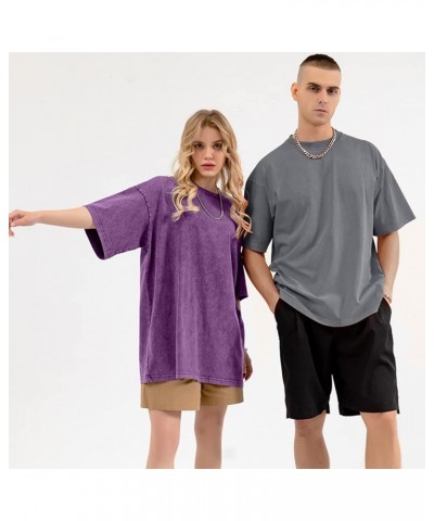 Men's Cotton T-Shirts Oversized Unisex Short Sleeves Casual Loose Wash Solid Basic Tee Tops Black+black+black $23.52 T-Shirts