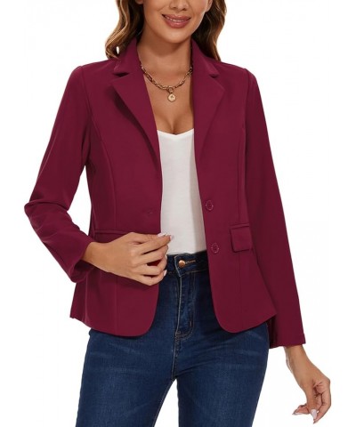 Blazers for Women Business Casual Long Sleeve Notched Lapel Button Work Office Blazer Jacket with Pockets Wine Red $20.09 Bla...