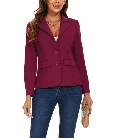 Blazers for Women Business Casual Long Sleeve Notched Lapel Button Work Office Blazer Jacket with Pockets Wine Red $20.09 Bla...