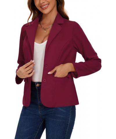 Blazers for Women Business Casual Long Sleeve Notched Lapel Button Work Office Blazer Jacket with Pockets Wine Red $20.09 Bla...