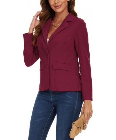 Blazers for Women Business Casual Long Sleeve Notched Lapel Button Work Office Blazer Jacket with Pockets Wine Red $20.09 Bla...