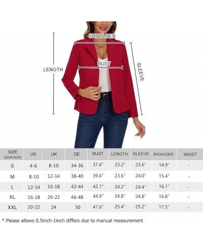 Blazers for Women Business Casual Long Sleeve Notched Lapel Button Work Office Blazer Jacket with Pockets Wine Red $20.09 Bla...