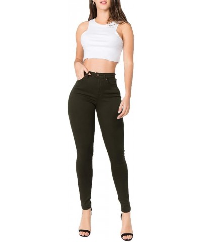 Women's High Waist Super Stretch Premium Fabric Basic Skinny Jeans Olive Ah1005 $16.23 Jeans