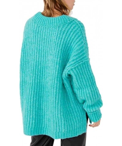 Women's Blue Bell V Neck Sweater Electric Teal $41.71 Sweaters