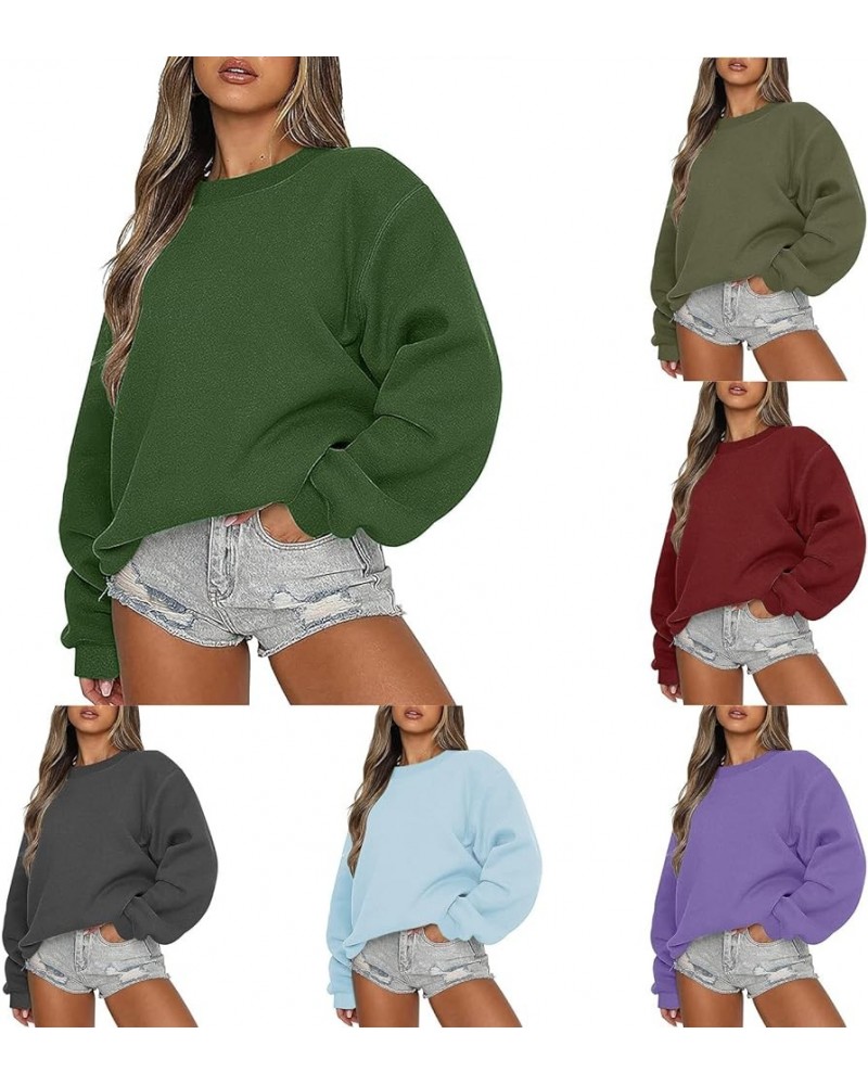 Oversized Crewneck Sweatshirt Women Fall Fashion 2023 Long Sleeve Drop Shoulder Hoodie Sweatshirts Casual Pullover Tops G010-...